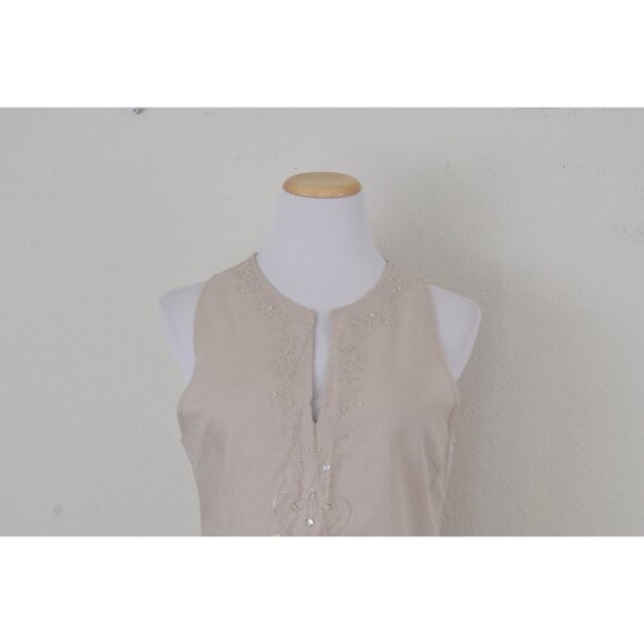 Vintage Linen/Cotton‎ Embroidered Tunic Blouse - Picture 6 of 10